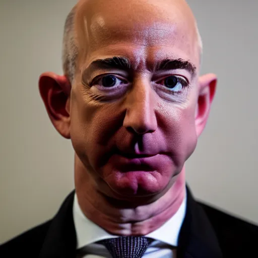 Image similar to Jeff Bezos, throbbing veins on his forehead and neck, XF IQ4, 150MP, 50mm, F1.4, ISO 200, 1/160s, natural light