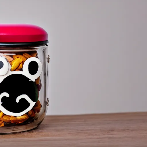 Image similar to cute monster in a jar, product photography, centered, studio lightning