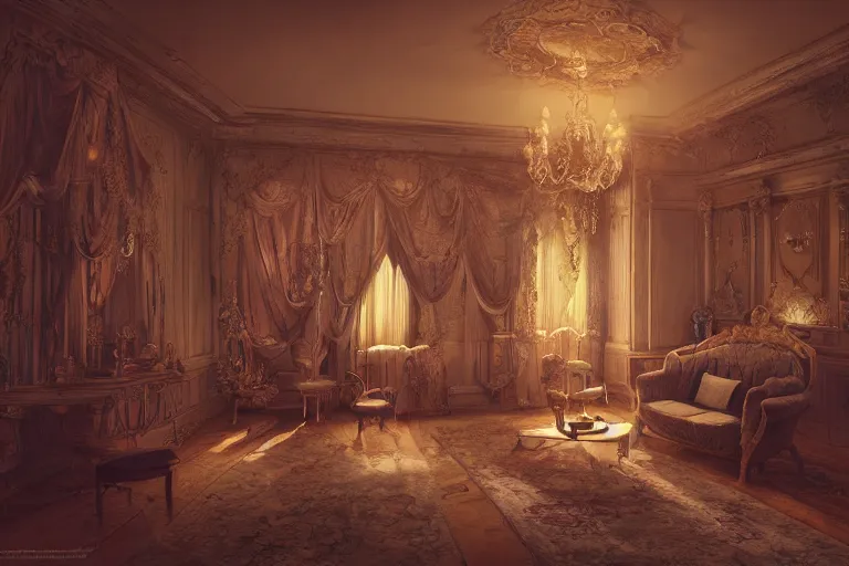 Prompt: a storybook illustration of inside a beautiful gorgeous mansion rooms, hyper realistic, ambient lighting, concept art, intricate, hyper detailed, smooth, dynamic volumetric lighting, octane, raytrace, cinematic, high quality, high resolution, 4 k