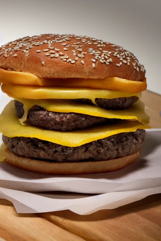 Image similar to quadruple patty hamburger, commercial photography