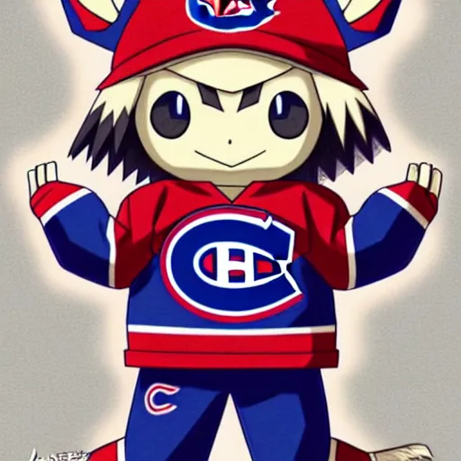 Image similar to anime concept Portrait of Habs Montreal Canadiens Mascot as an evolved powerful pokemon, highly detailed anime, smooth, sharp focus, dynamic lighting, intricate, trending on ArtStation, illustration pokemon, art by WLOP