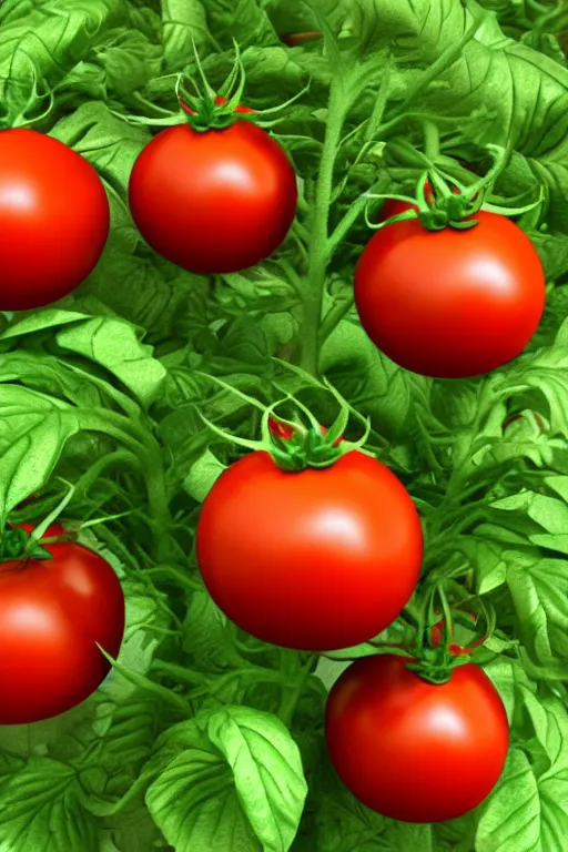 Prompt: 3D Render of a Mutant Tomato Plant