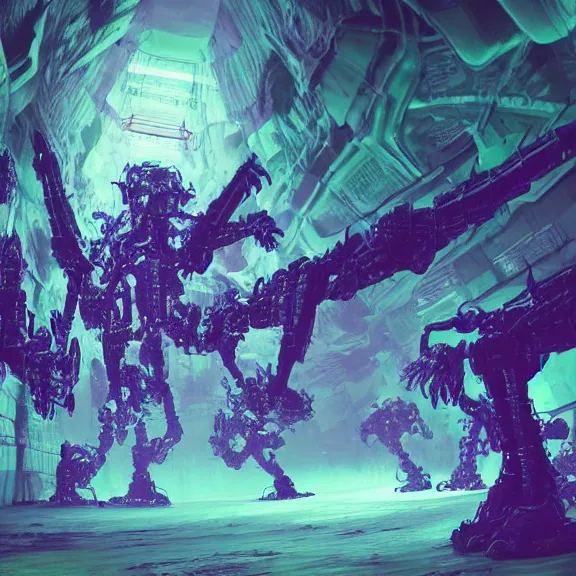 Prompt: detailed shot of inside a cavernous living stomach of a giant mecha dragon, the walls purple and pulsing, slimy and hot, lots of acid pooling up on the floor, digesting a bunch humans that ended up inside, food pov, micro pov, vore, digital art, furry art, high quality, 8k 3D realistic, macro art, micro art, Furaffinity, Deviantart, Eka's Portal, G6