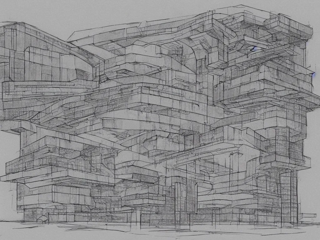 Image similar to clean design brutalist arcology sketches.