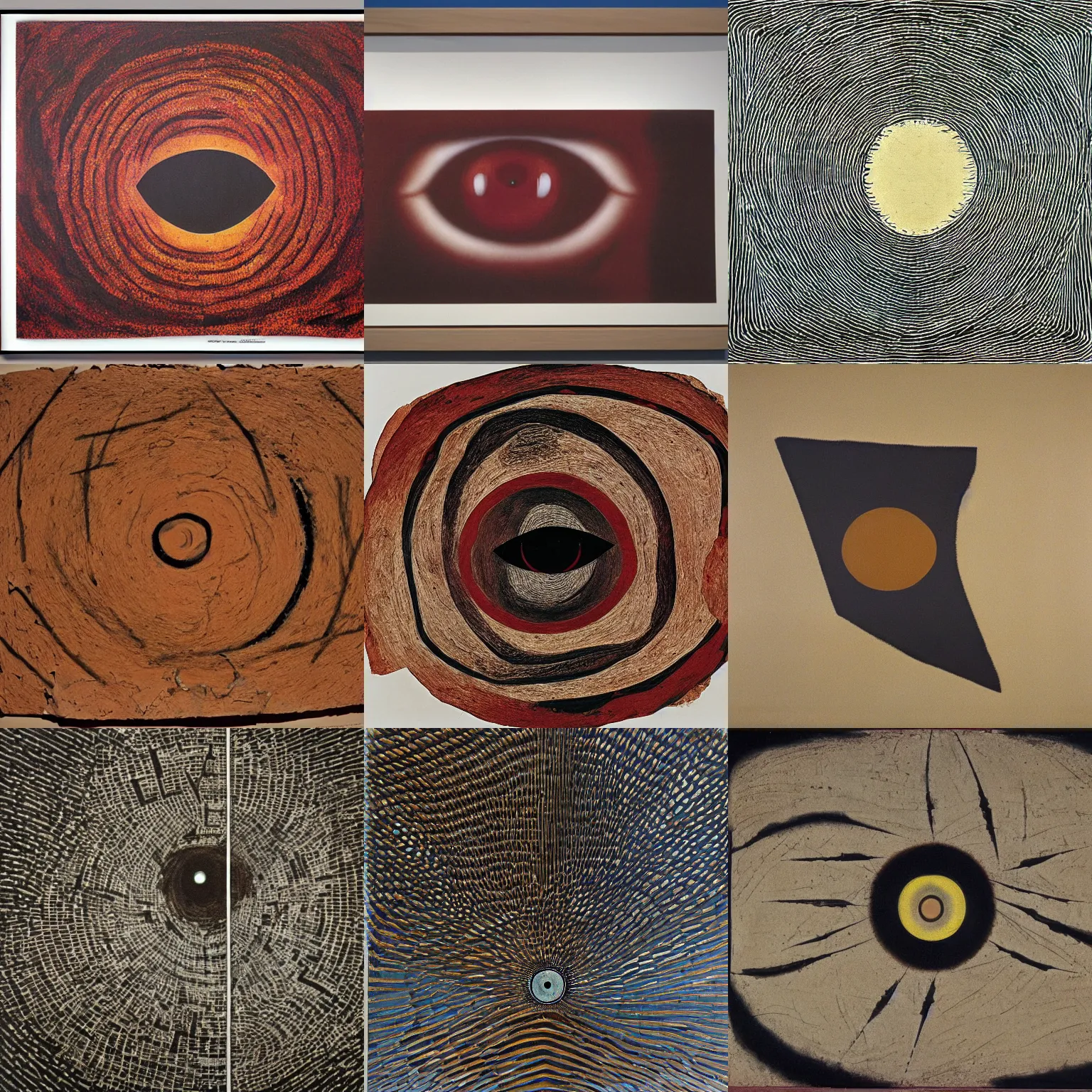 Prompt: The all seing eye by Alberto Burri
