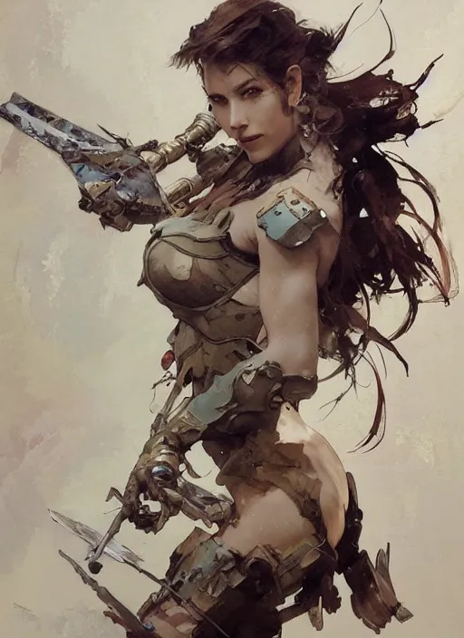 Prompt: beautiful neutral earth toned palette knife painting artwork by yoji shinkawa jeremy mann, full body character portrait warhammer 4 0 k, dancer, charlie bowater and magali villeneuve and alphonse mucha, gaston bussiere, craig mullins, j. c. leyendecker, by artgerm