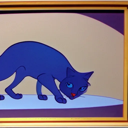 Image similar to 1990 Disney animation cel still of a royal cat