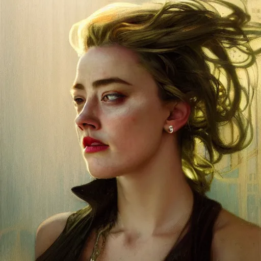 Prompt: hyperrealist portrait of a woman as amber heard winning the trial at court by jeremy mann and alphonse mucha, fantasy art, photo realistic, dynamic lighting, artstation, poster, volumetric lighting, very detailed faces, 4 k, award winning