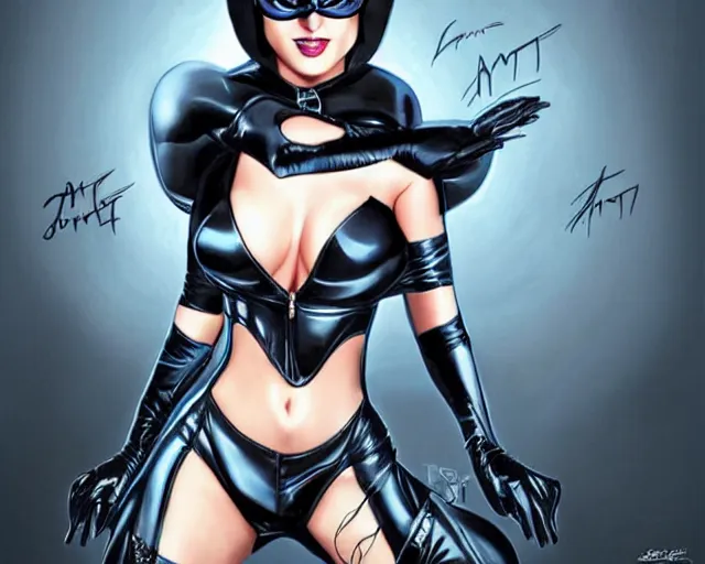 Prompt: katy perry as catwoman, intense fan art comic book cover art, sharp, smooth, ultra fine detail, art by artgerm, wlop, rutkowski