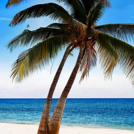 Prompt: Very detailed boat stranded on a beach with white sand, palms in the background, 4k