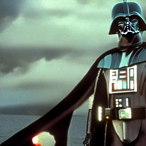 Prompt: film still of Darth Vader in Titanic 1997