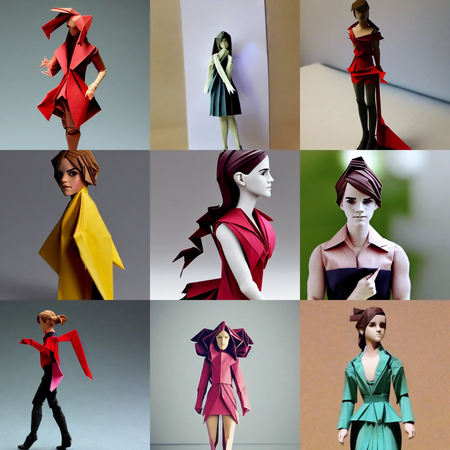 Prompt: origami figure of emma watson