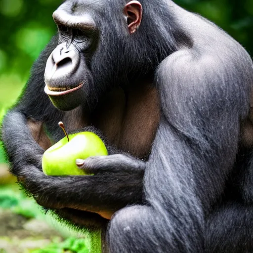 Image similar to an apple being devoured by an ape