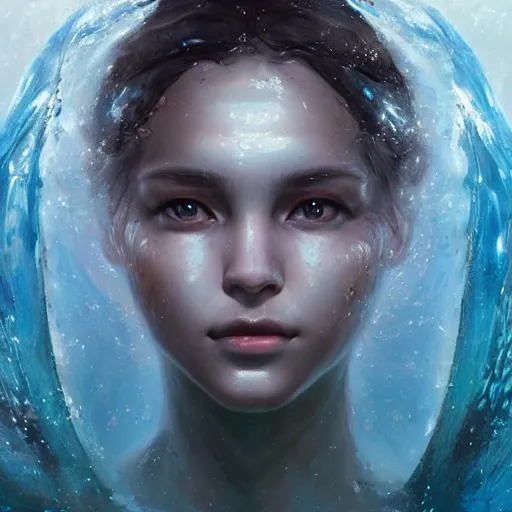 Image similar to a beautiful portrait of a water goddess with transparent skin by Greg Rutkowski and Raymond Swanland, Trending on Artstation, ultra realistic digital art