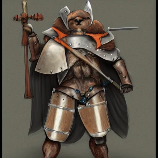 Prompt: anthropomorphic capybara warrior in full armor