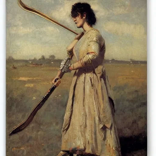 Image similar to female warrior by alfred stevens