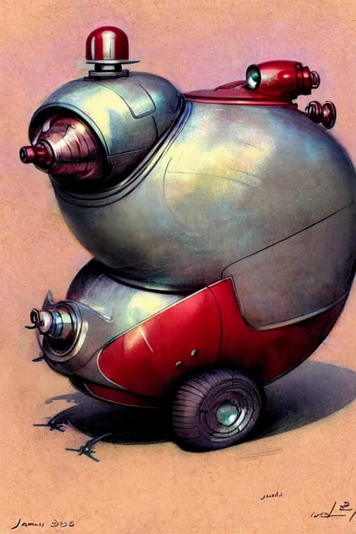 Prompt: ( ( ( ( ( 1 9 5 0 s retro future android robot fat robot snail wagon. muted colors., ) ) ) ) ) by jean - baptiste monge,!!!!!!!!!!!!!!!!!!!!!!!!! chrome red