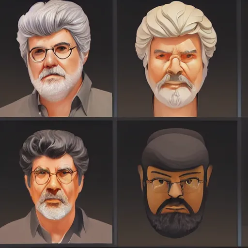 Image similar to face icon stylized minimalist george lucas, loftis, cory behance hd by jesper ejsing, by rhads, makoto shinkai and lois van baarle, ilya kuvshinov, rossdraws global illumination