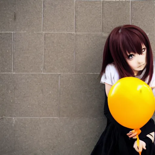 Prompt: anime girl with a balloon