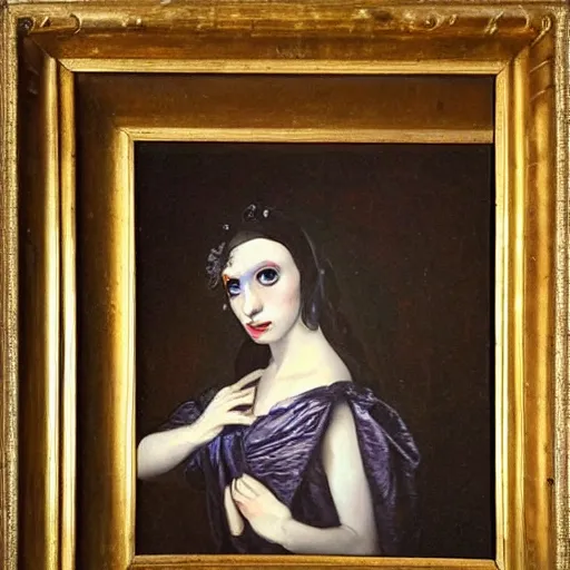 Image similar to lady gaga as a handmaiden, 1 8 0 0 s oil on canvas painting,