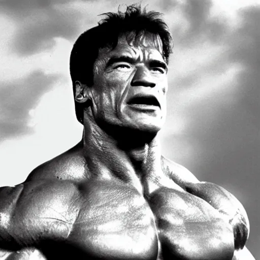 Prompt: film still of arnold schwarzenegger as the hulk