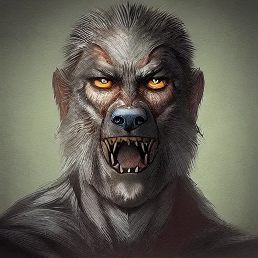 Prompt: “a fantasy digital portrait of an old man (((werewolf))), werewolf”