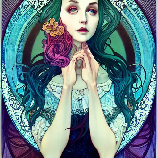 Image similar to a portrait in the style of anna dittmann and loish and alphonse mucha.