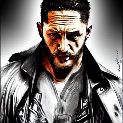 Image similar to Tom Hardy in wolverine suit Digital art 4K quality Photorealism