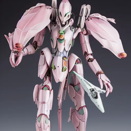 Image similar to futuristic nymphaea themed mecha waterlily upper body, flower sepal forming clawed hands, highly detailed, nymphaea, 8 k hd resolution, barbatos gundam with floral inlay, bandai box art, star wars, makoto kobayashi, frank gehry, raymond swanland