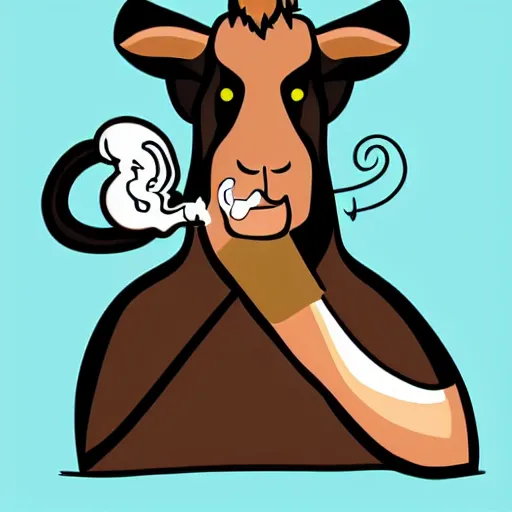 Prompt: a vector illustration of a smoking goat in lowbrow art style