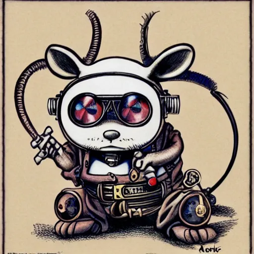 Prompt: a rat with steampunk googles, by Akira Toriyama