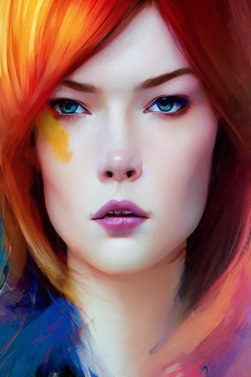 Image similar to half - circuits woman with cute - fine - face, pretty face, multicolored hair, realistic shaded perfect face, fine details by realistic shaded lighting poster by ilya kuvshinov katsuhiro otomo, magali villeneuve, artgerm, jeremy lipkin and michael garmash and rob rey