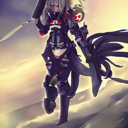 Image similar to Anime girl wearing the F-35 themed Armor, digital art, trending on pixiv