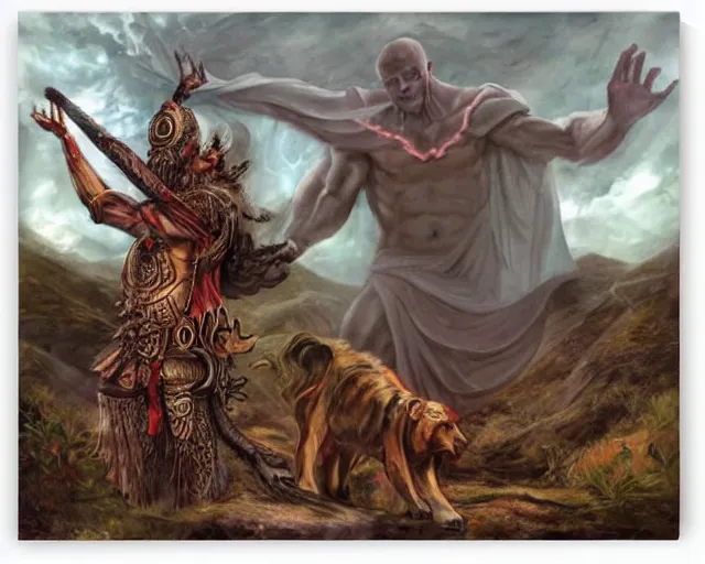 Prompt: the pagan enigma god by frank frazzetta