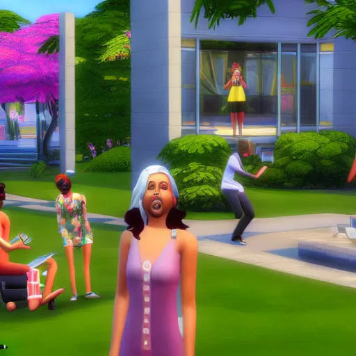 Image similar to of a new sims 4 expansion pack for sims 4 into the future