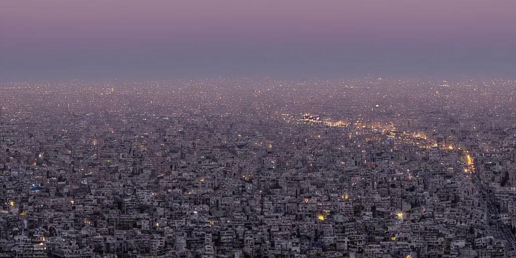 Image similar to tehran skyline in a winter night, full moon in the sky, two lovers kissing