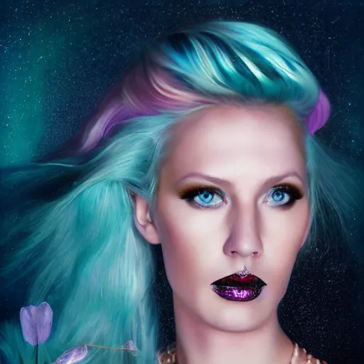 Image similar to hyper - realistic portrait of the singer aurora aksnes, 8 k, photo, art by david lachapelle