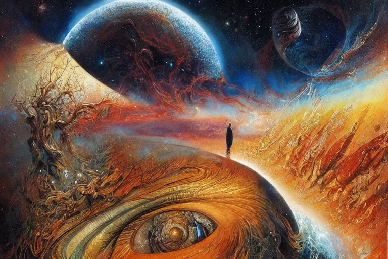 Prompt: beautiful landscape at the end of the universe, by karol bak