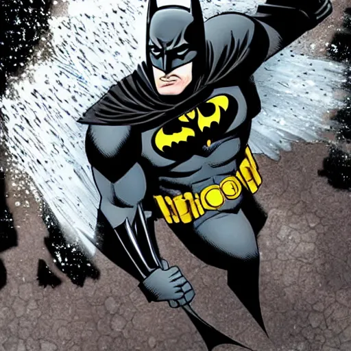 Prompt: batman having a cold shower,