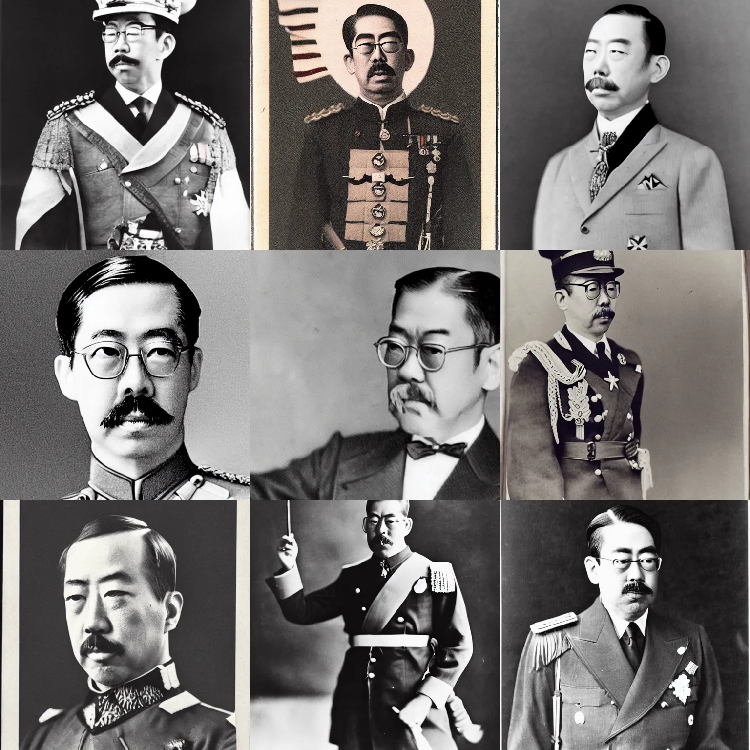 Prompt: emperor hirohito wearing bacon