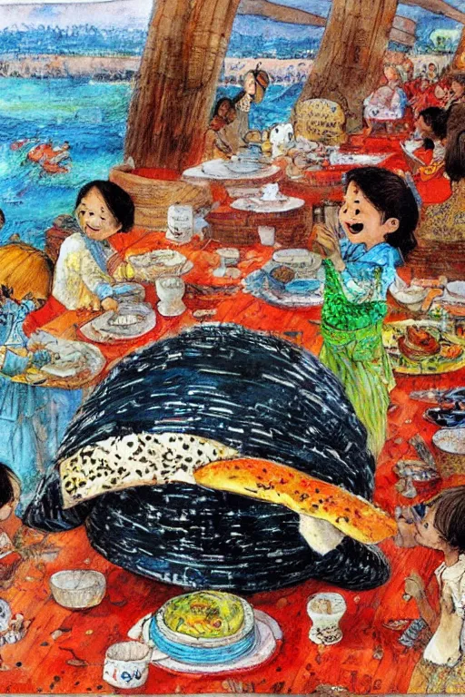 Prompt: giant gimbap by jerry pinkney