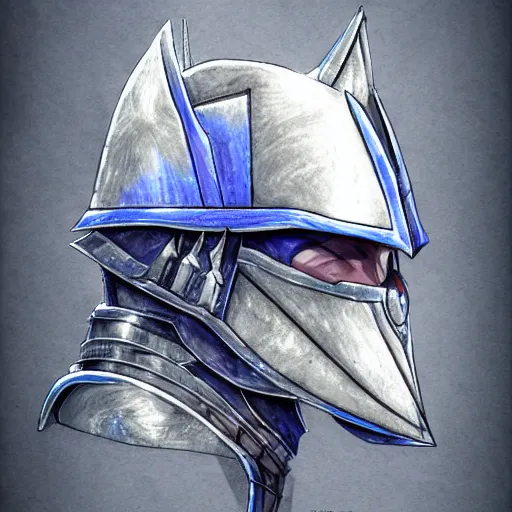 Prompt: three side view concept art digital art fantasy warrior heavy armor sketching colored armor royal blue and silver paladin