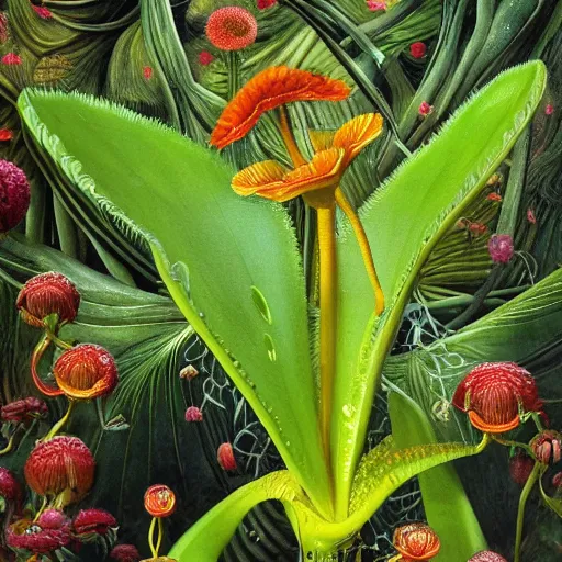 Prompt: flower venus flytrap grab mulatto in the jungle, epicaly surreally beautiful image, hyper-realistic, high resolution, hypnotic measurements , ultra detailed painting, epic visuals, absolutely outstanding, 16K