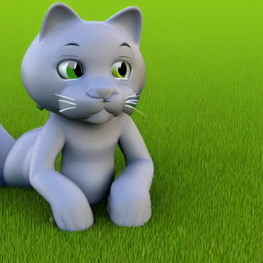 Prompt: 3d render of an anthropomorphic cat male, in disney style in the grass