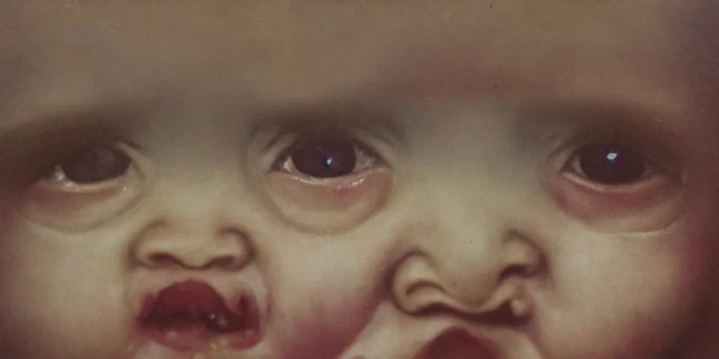 Image similar to close up portriat of a crying child, extremely detalied, zdzislaw beksinski, annie leibovitz, studio light