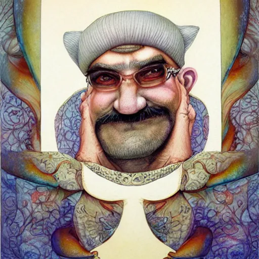 Image similar to Portrait of Wario, artwork by Daniel Merriam,