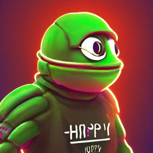 Image similar to digital futuristic happy pepe, artstation, modern, hyper detailed, programming