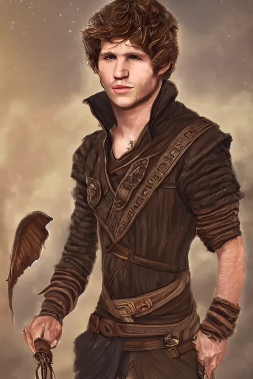 Prompt: keegan allen portrait as a dnd character fantasy art.