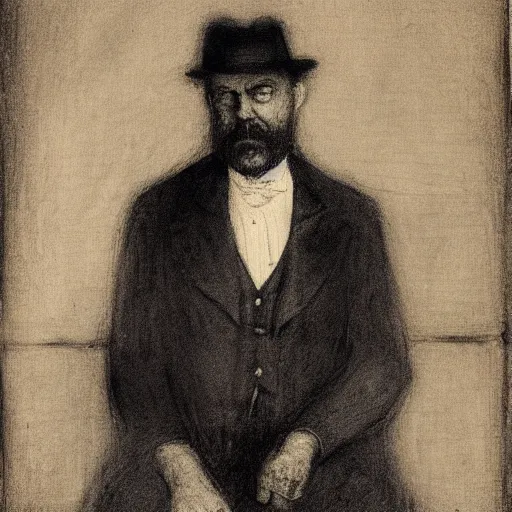 Prompt: portrait of an occult detective by alfred stevens in charcoal