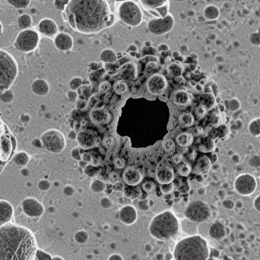 Prompt: Electron microscope image of coronavirus